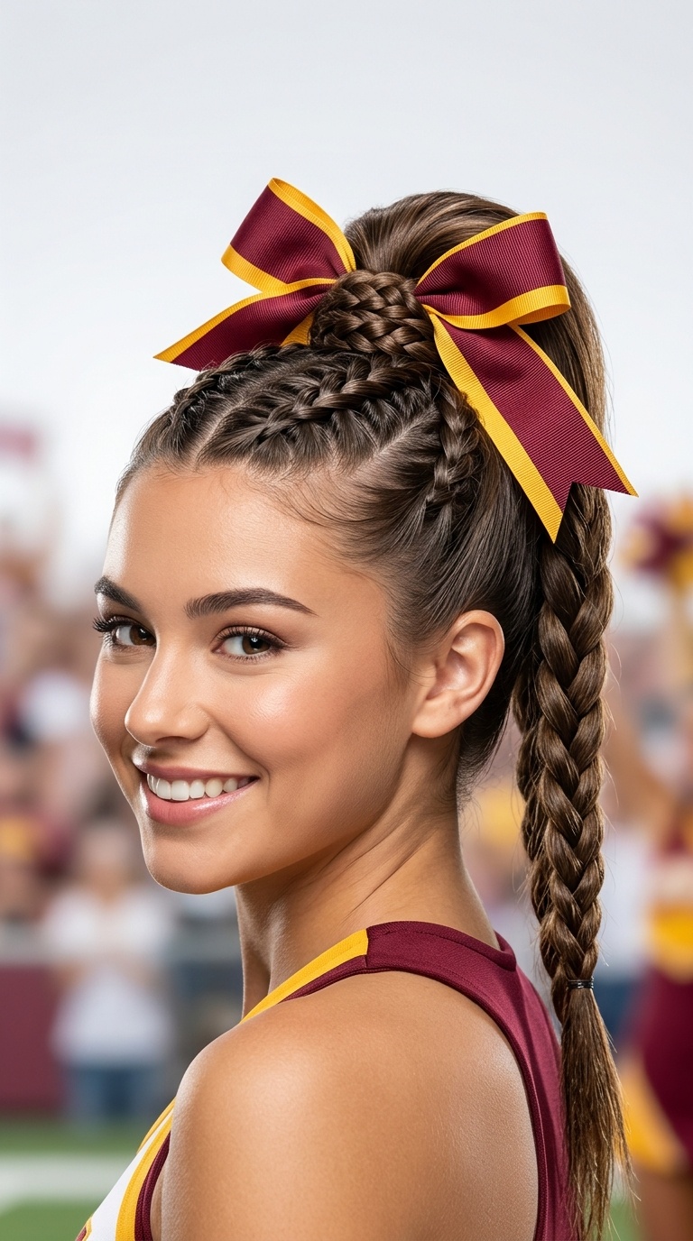 Braid-Wrapped High Pony with Bow