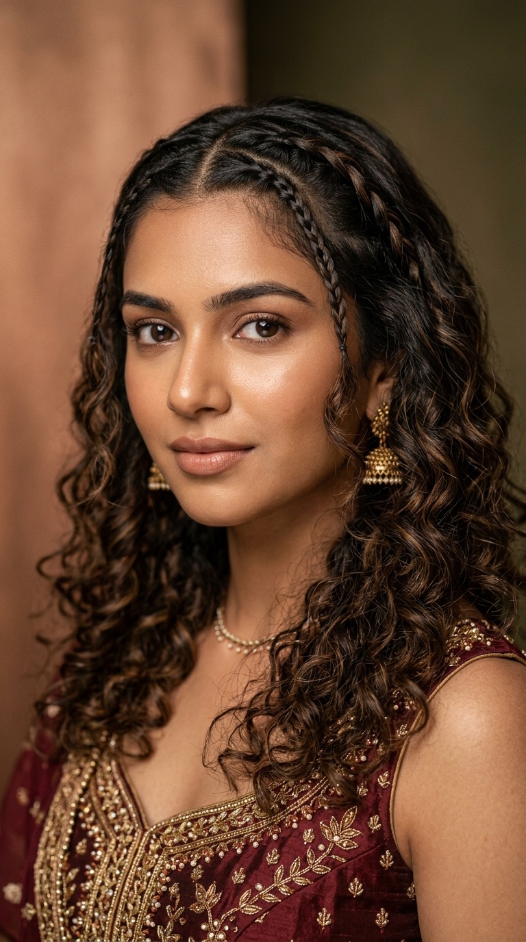 Braided Bangs with Loose Curls
