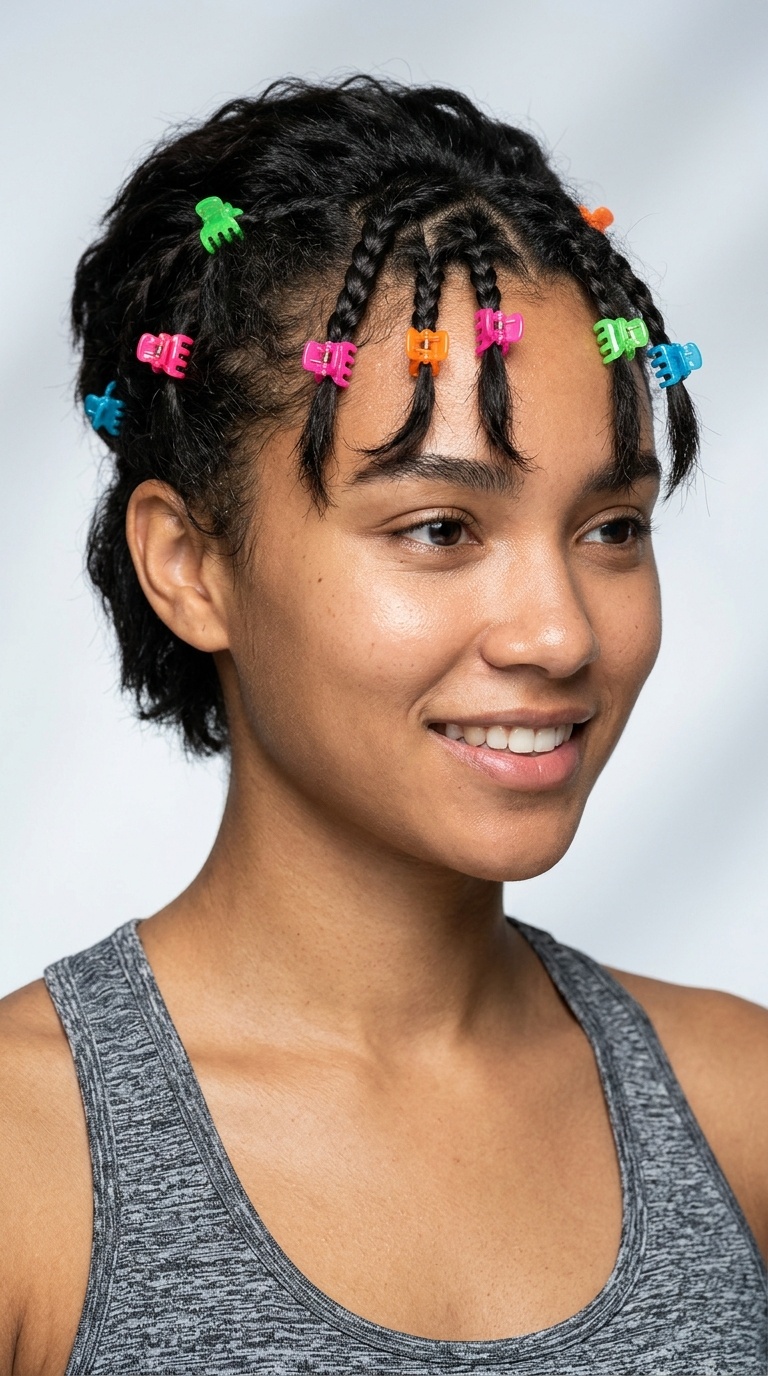 Braided Bangs with Mini Claw Clips