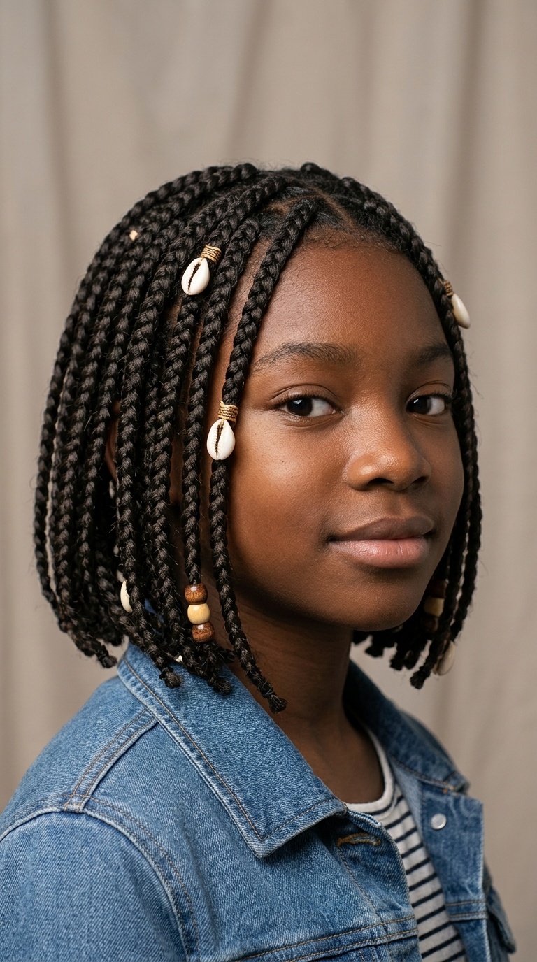 Braided Bob with Shell Accessories