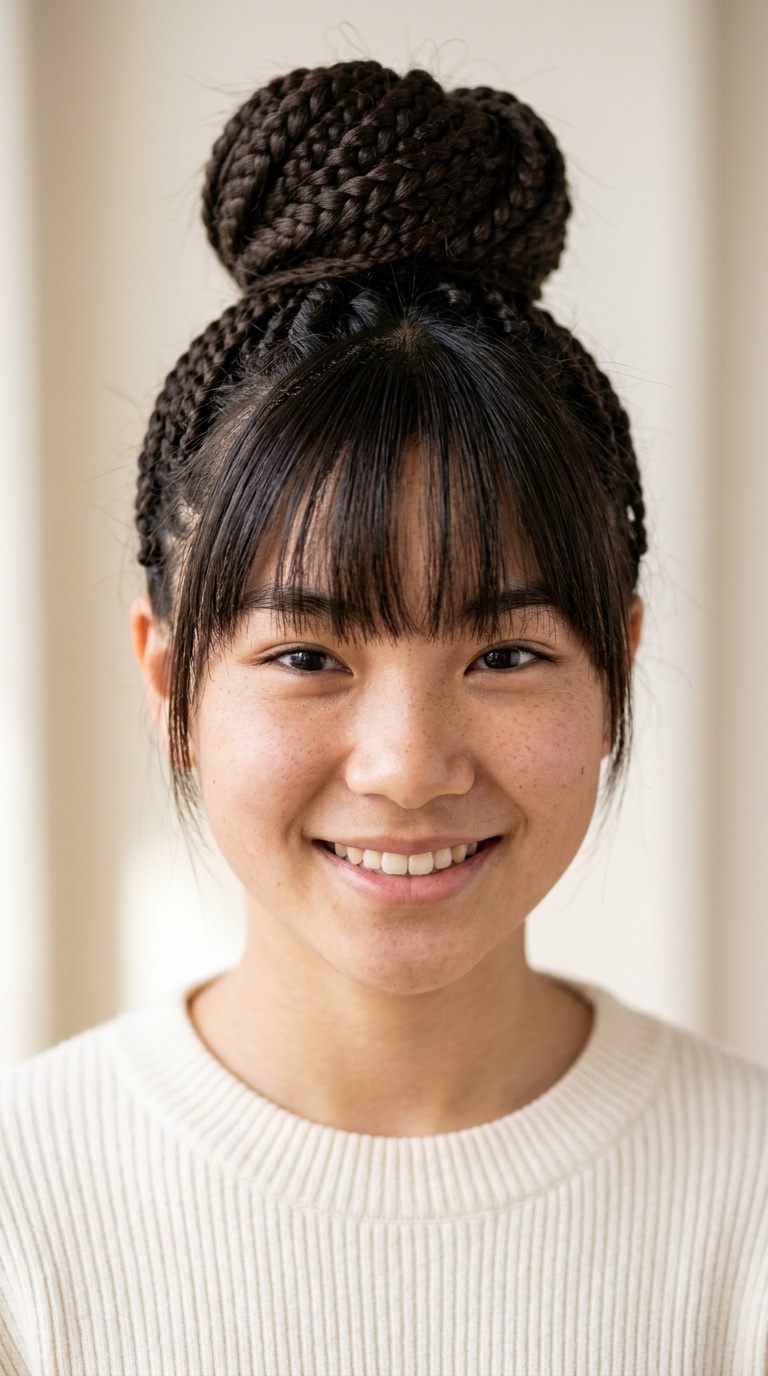 Braided Bun with Bangs