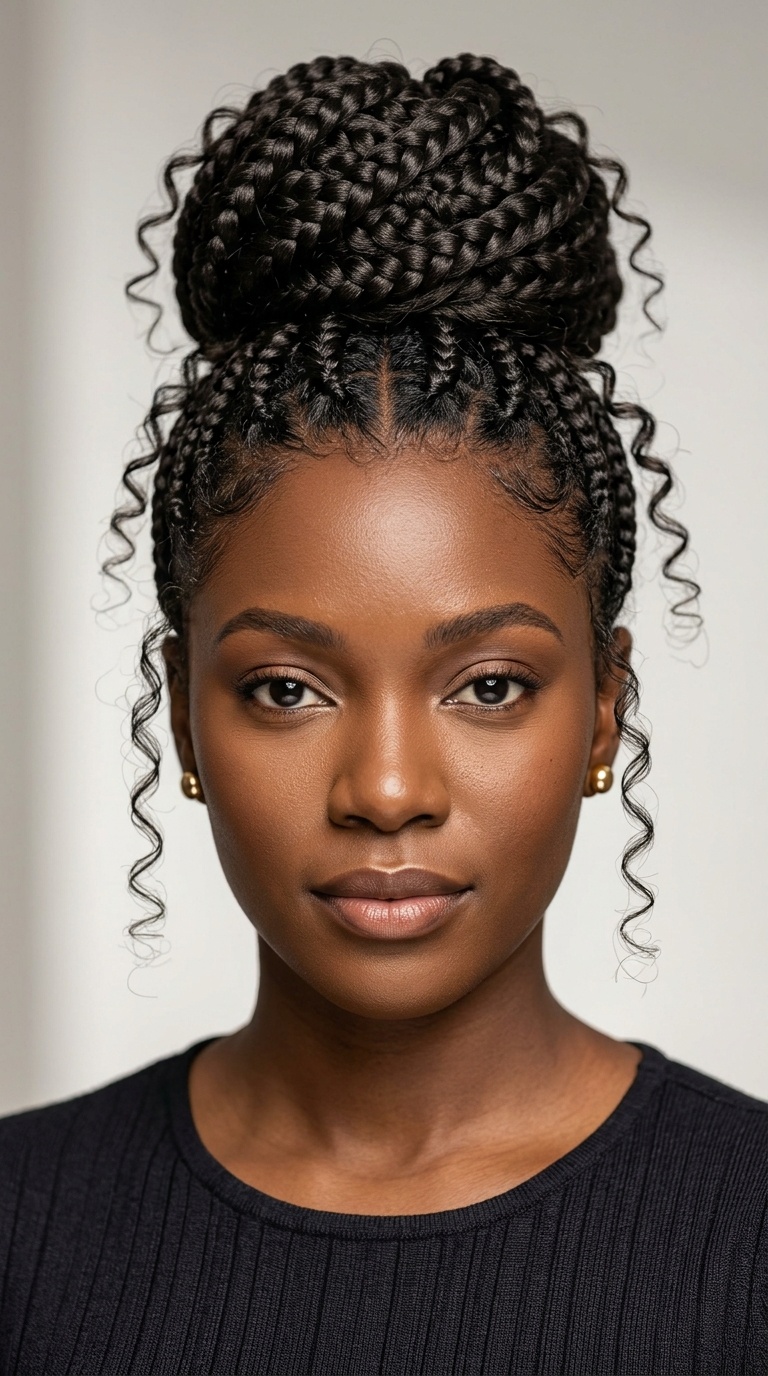 Braided Bun with Curly Tendrils