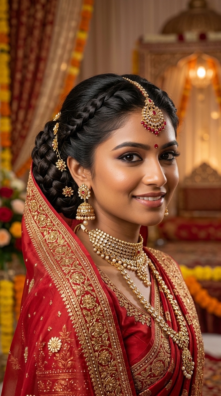 Braided Bun with Temple Jewelry