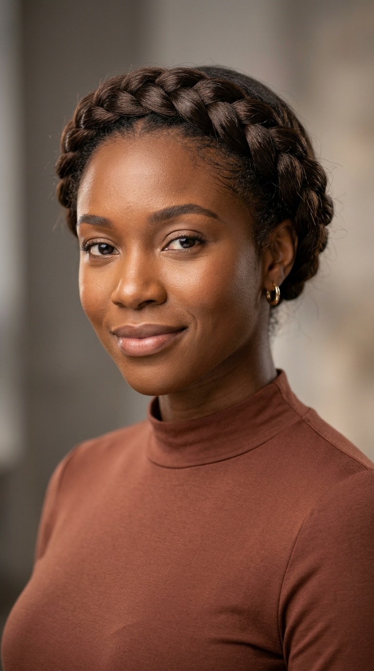 Braided Crown for Relaxed Hair