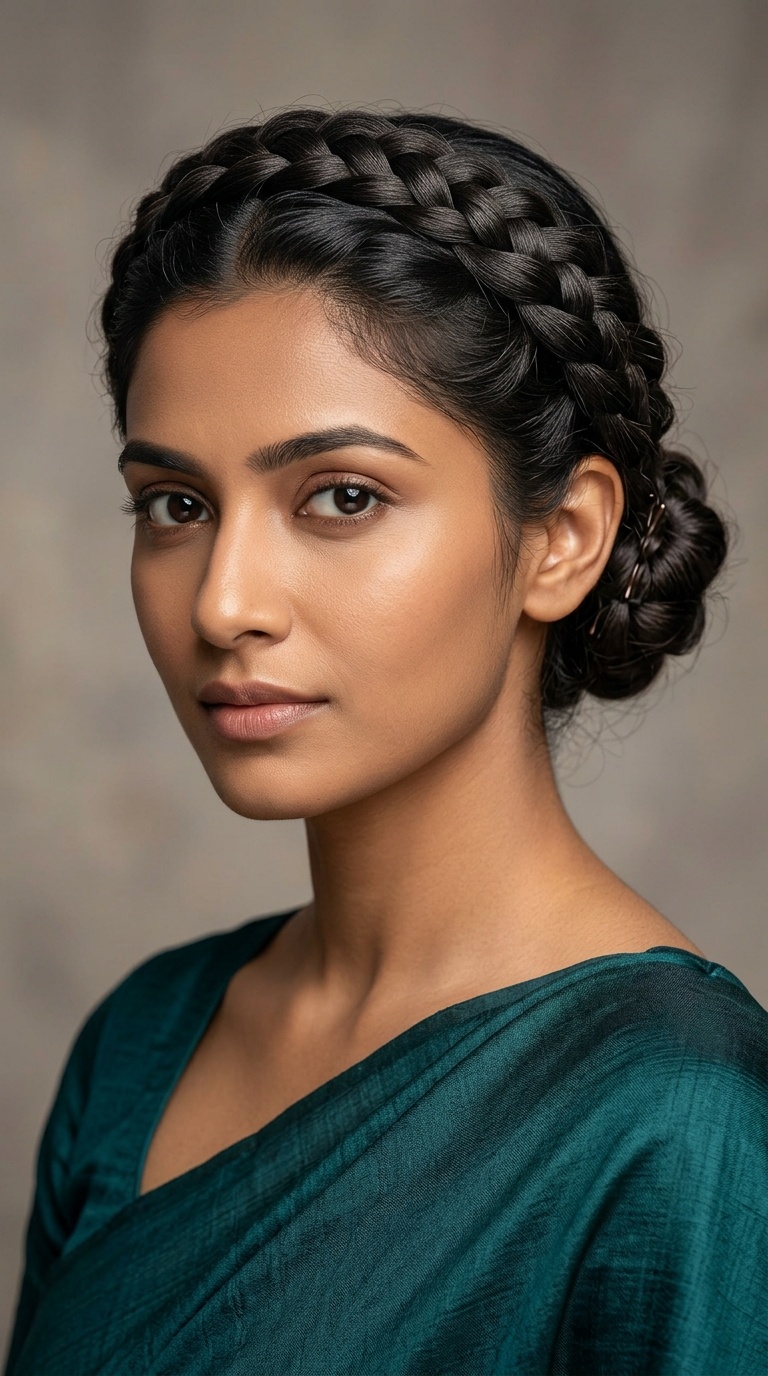 Braided Crown into a Tiny Bun