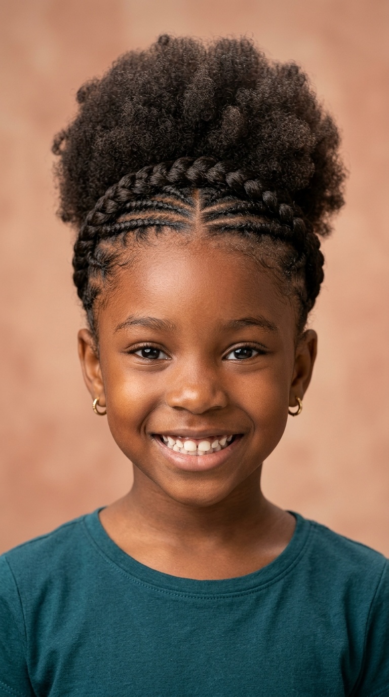Braided Crown with Afro Puff