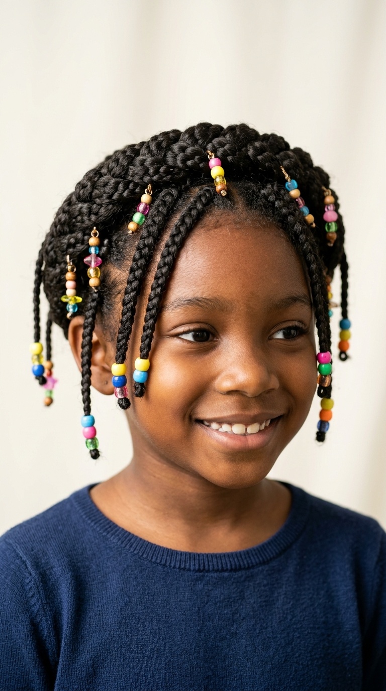 Braided Crown with Dangling Bead Charms