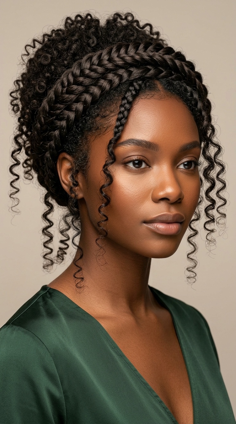 Braided Crown with Escaping Ringlets