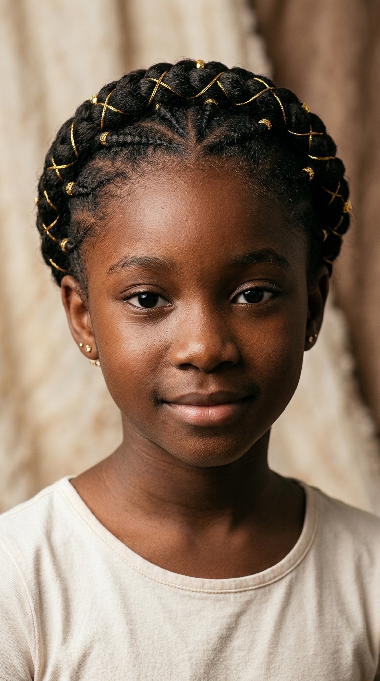 Braided Crown with Gold Thread Wrap