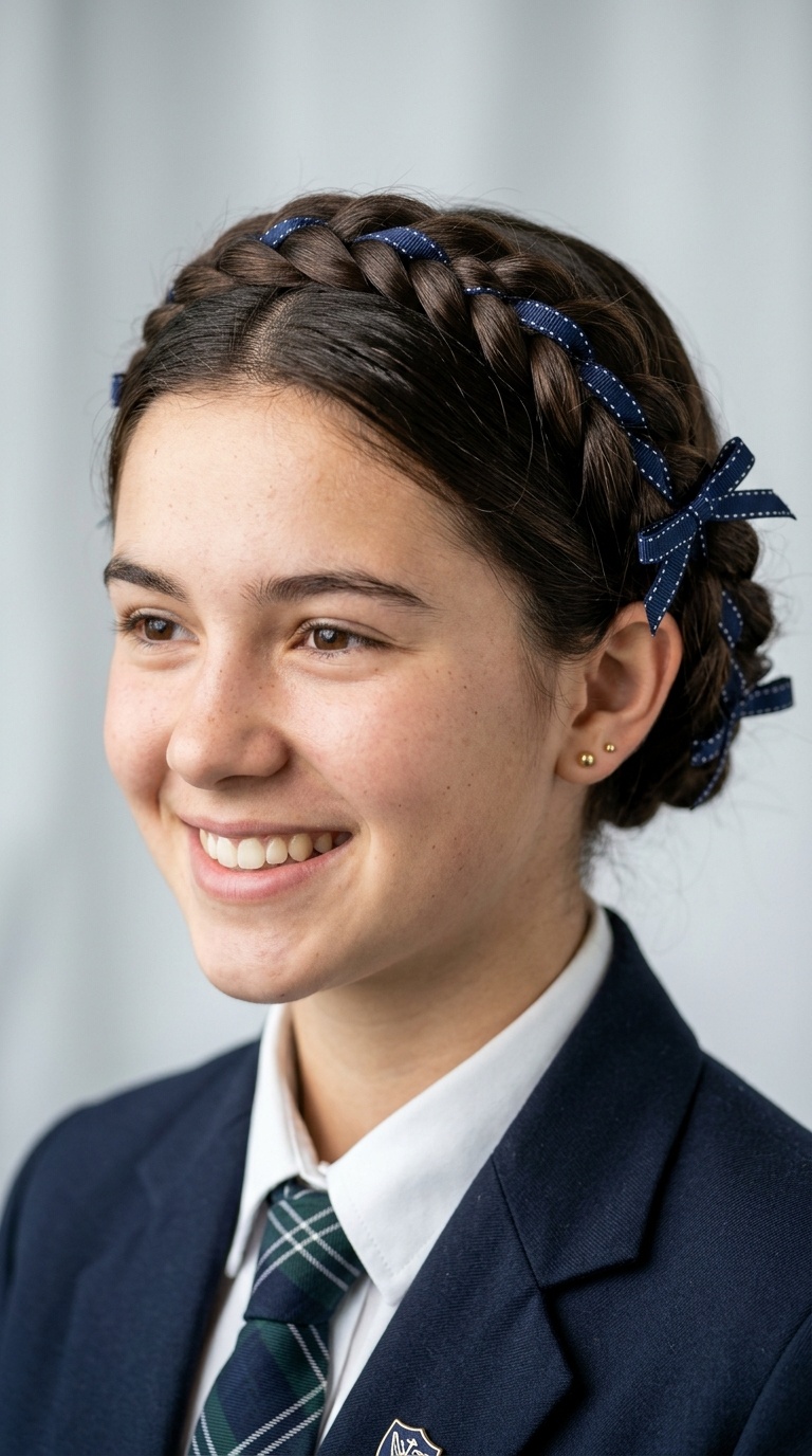 Braided Crown with Interwoven Ribbon