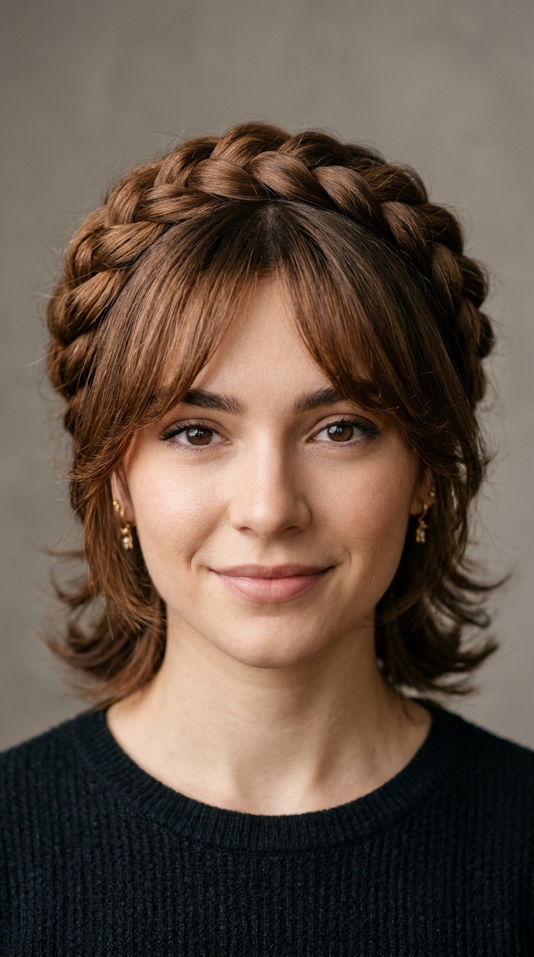 Braided Crown with Layered Fringe