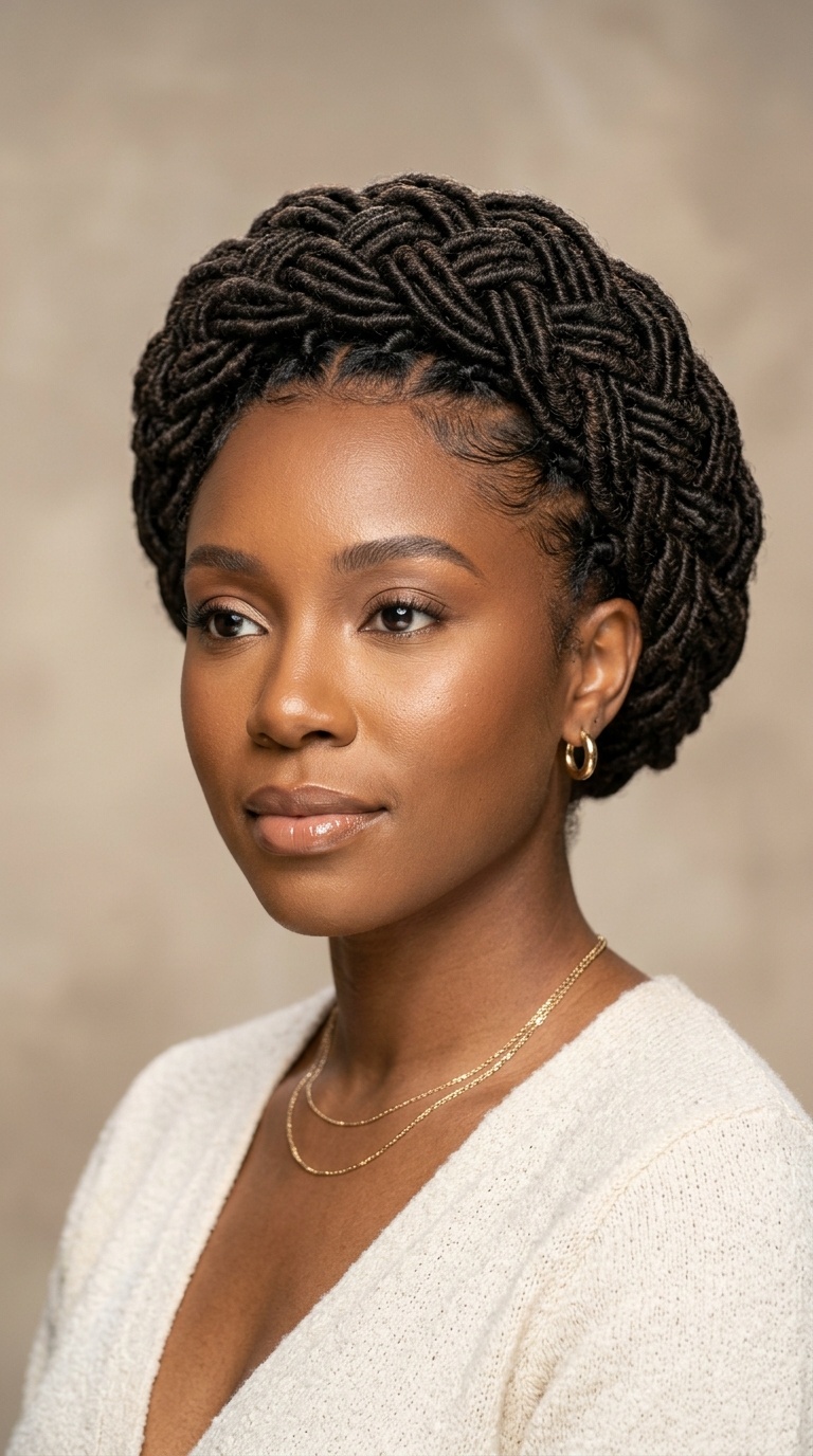 Braided Crown with Locs (Medium)
