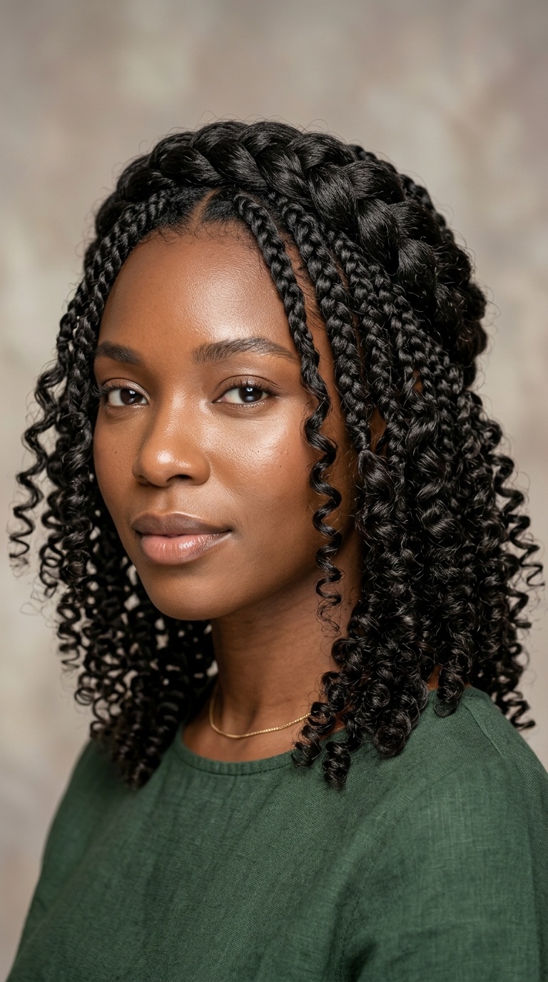 Braided Crown with Loose Coils