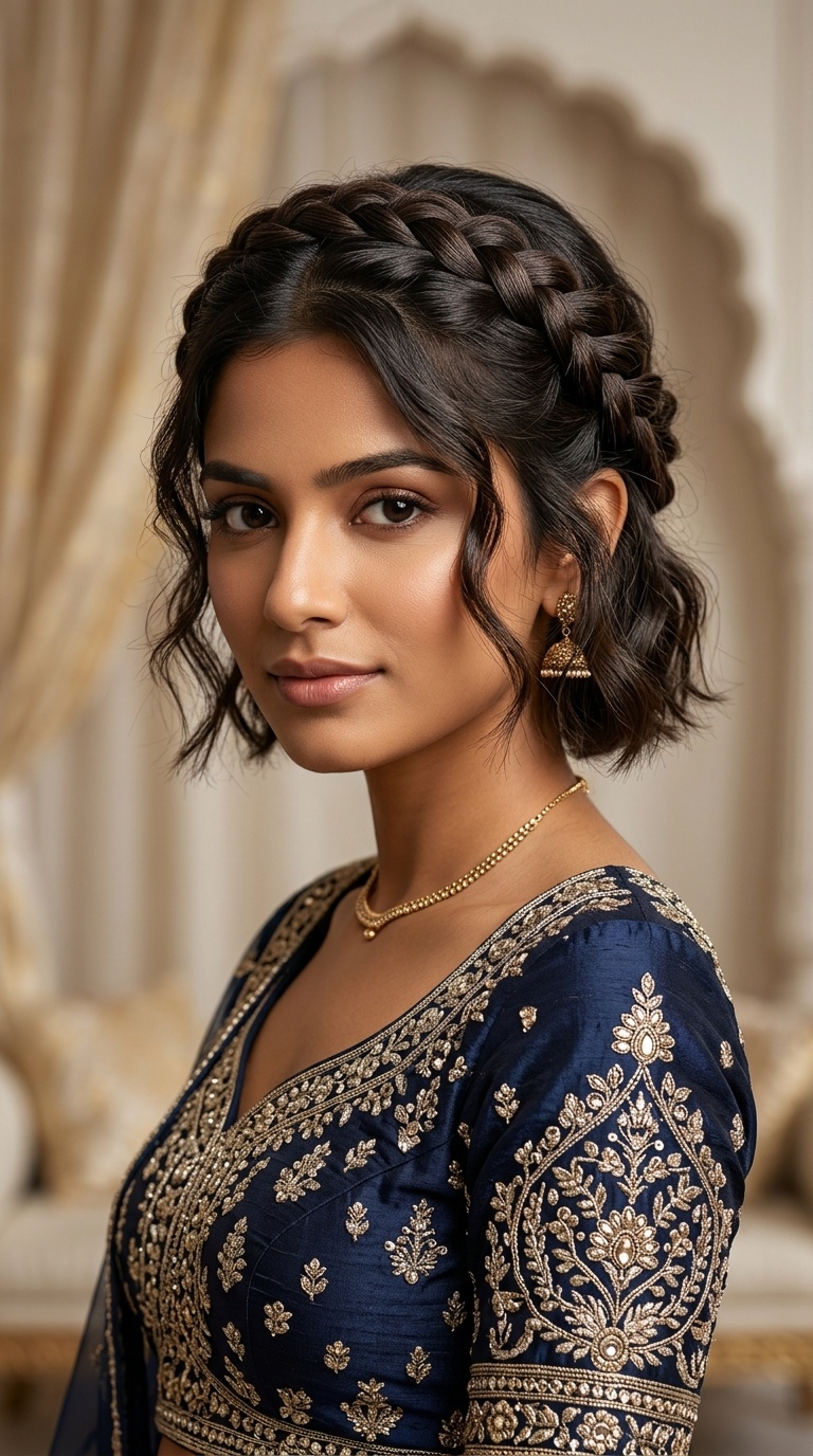 Braided Crown with Loose Ends