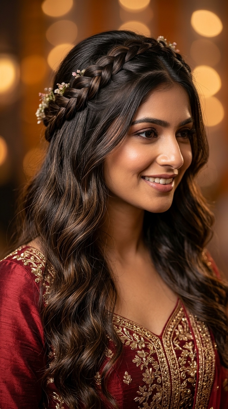 Braided Crown with Open Hair