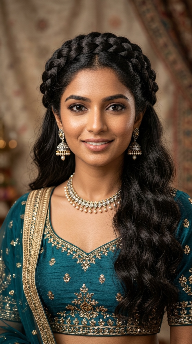 Braided Crown with Open Hair