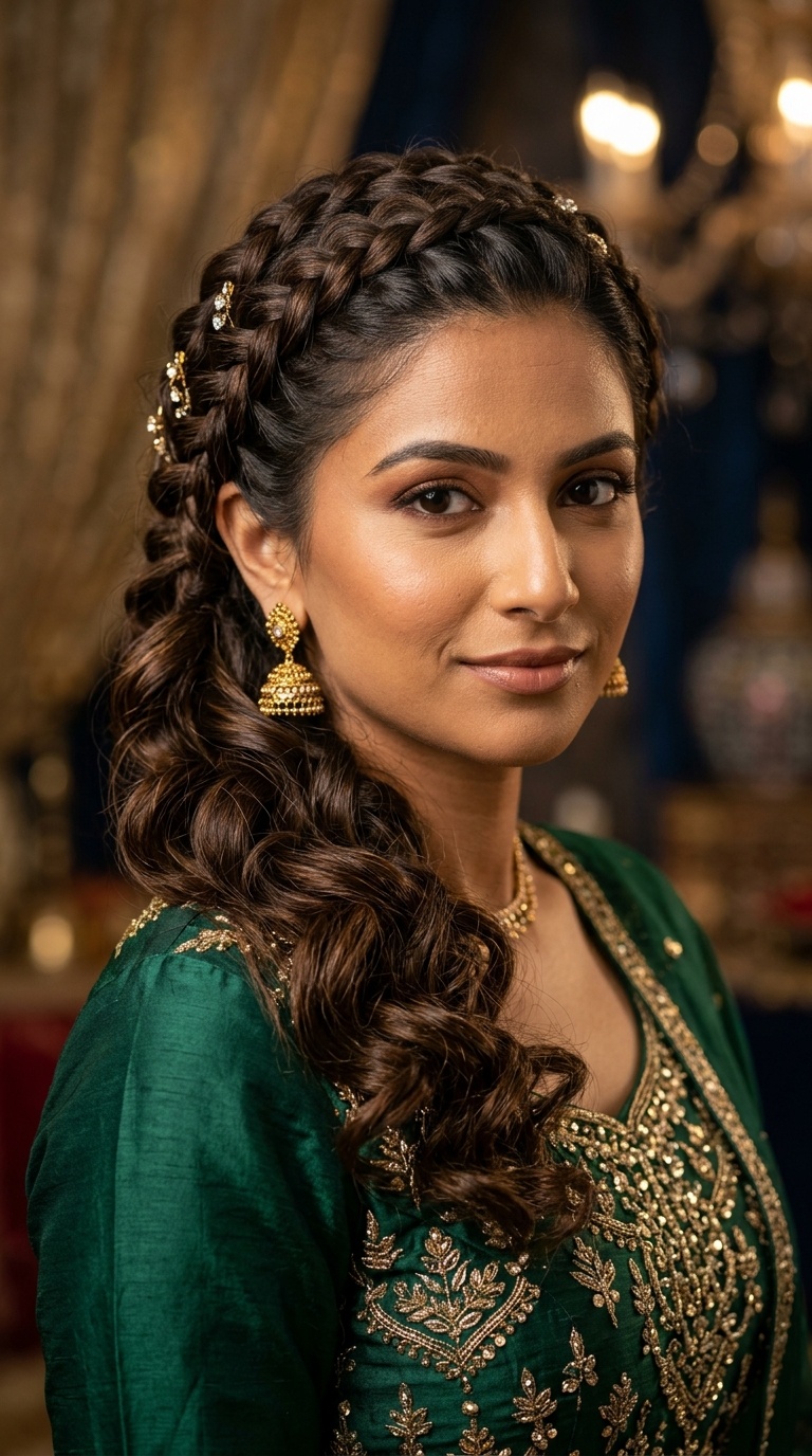 Braided Crown with Soft Curls