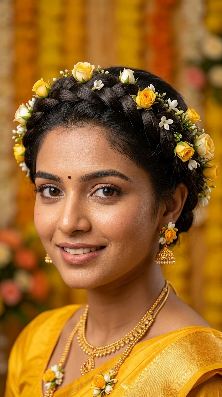 Braided Crown with Tucked-in Rosebuds