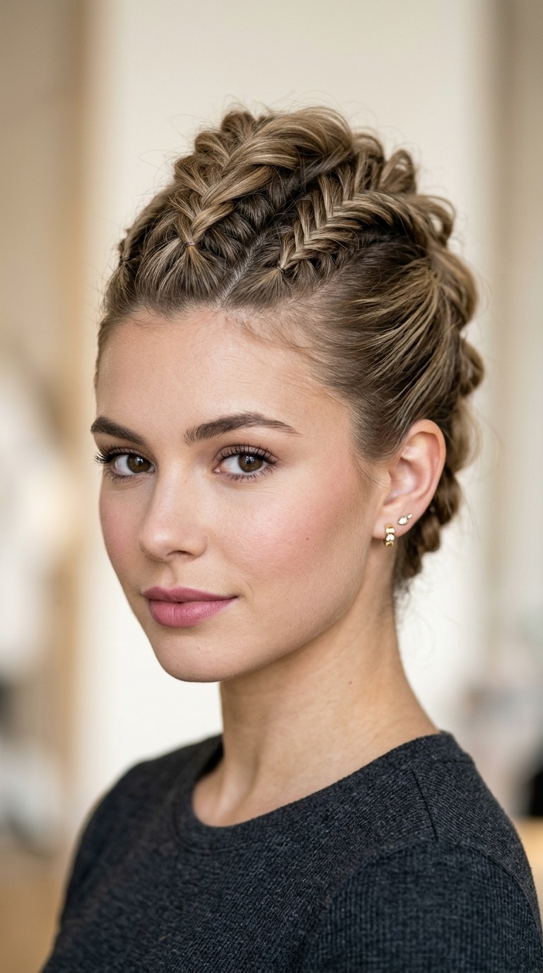Braided Faux Hawk Updo
