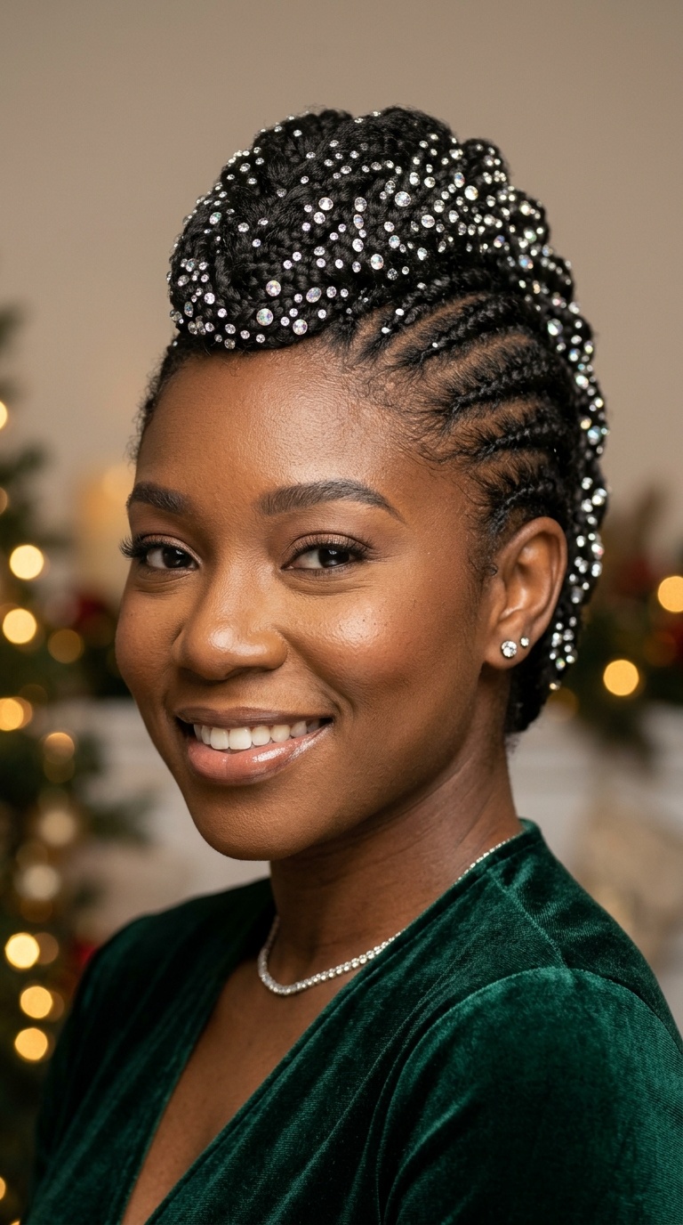 Braided Faux Hawk with Rhinestones