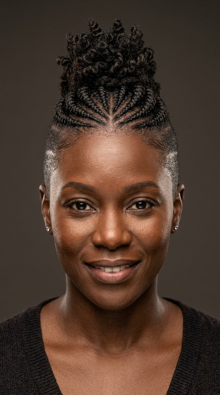 Braided Faux Hawk with Tapered Sides