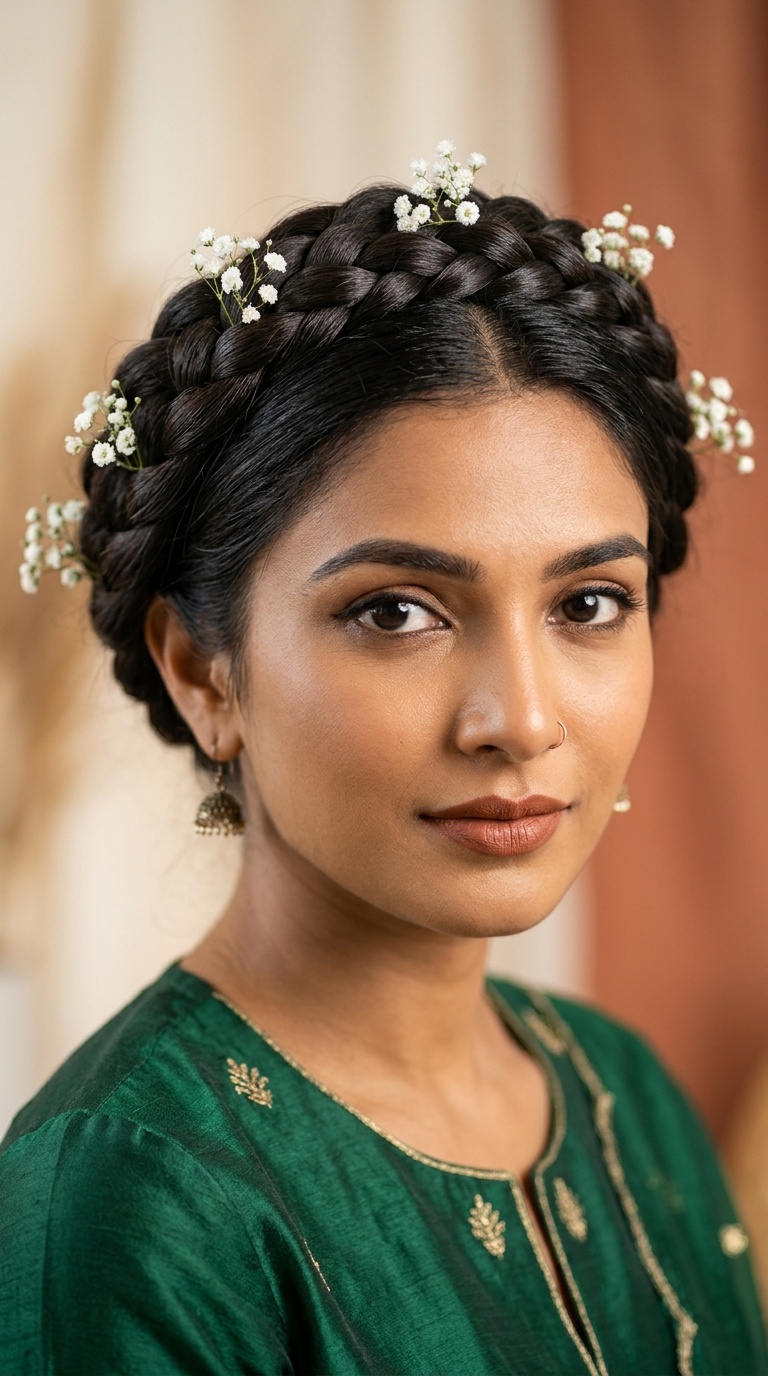 Braided Halo with Baby’s Breath
