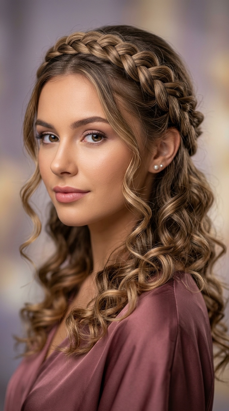 Braided Halo with Soft Curls