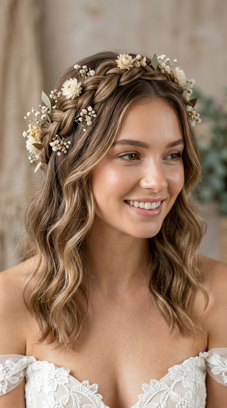 Braided Headband Waves with Dried Florals