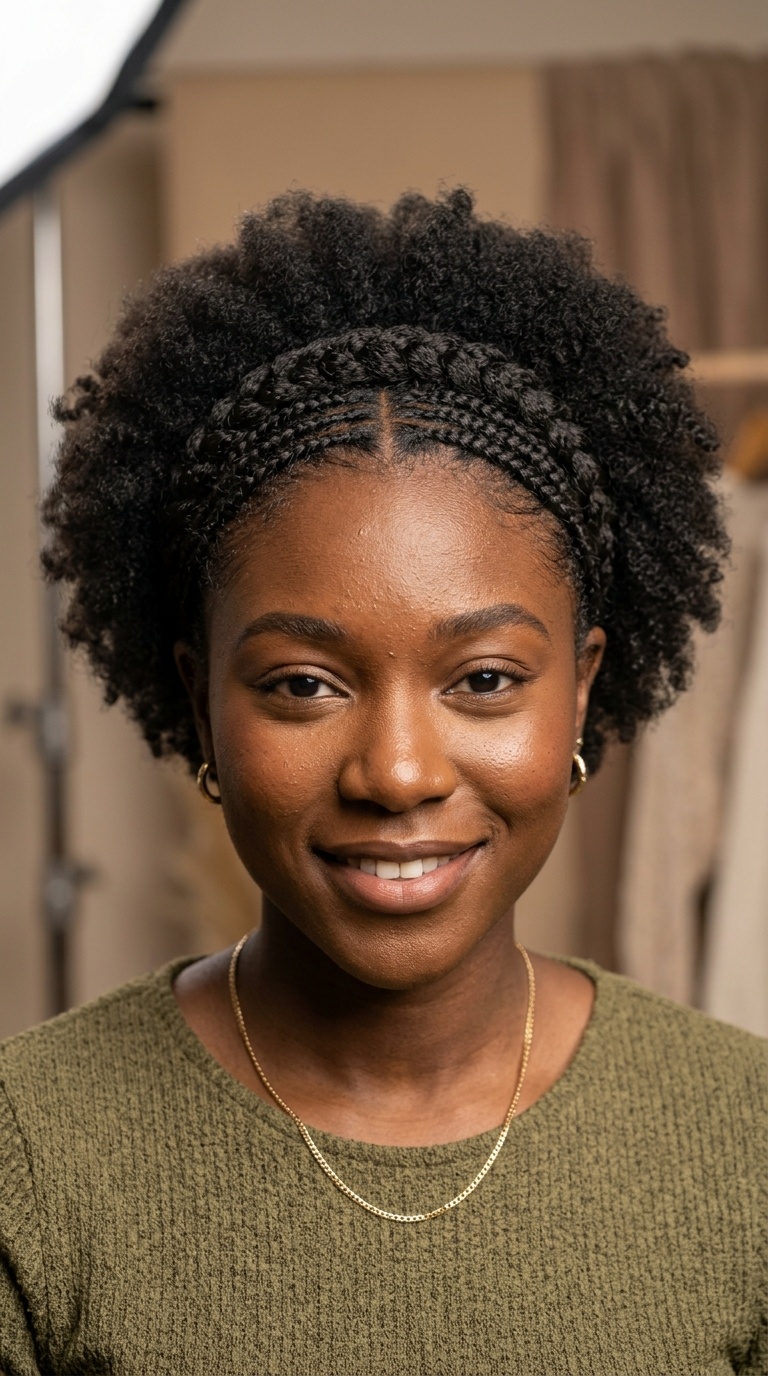 Braided Headband with an Afro
