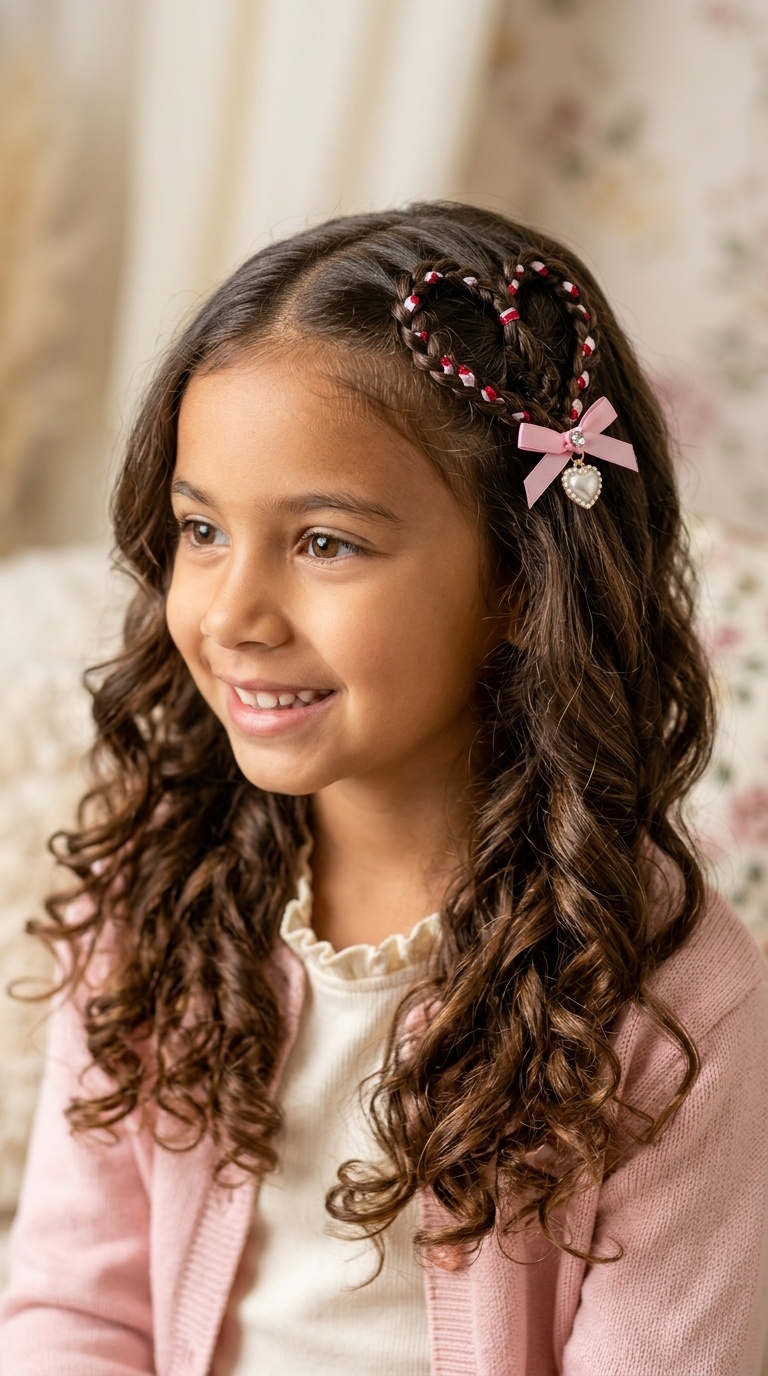Braided Heart Accents with Flowing Curls