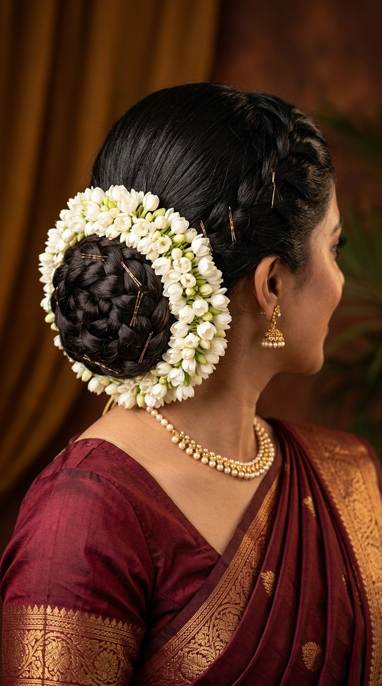 Braided Juda with Double Gajra Wrap