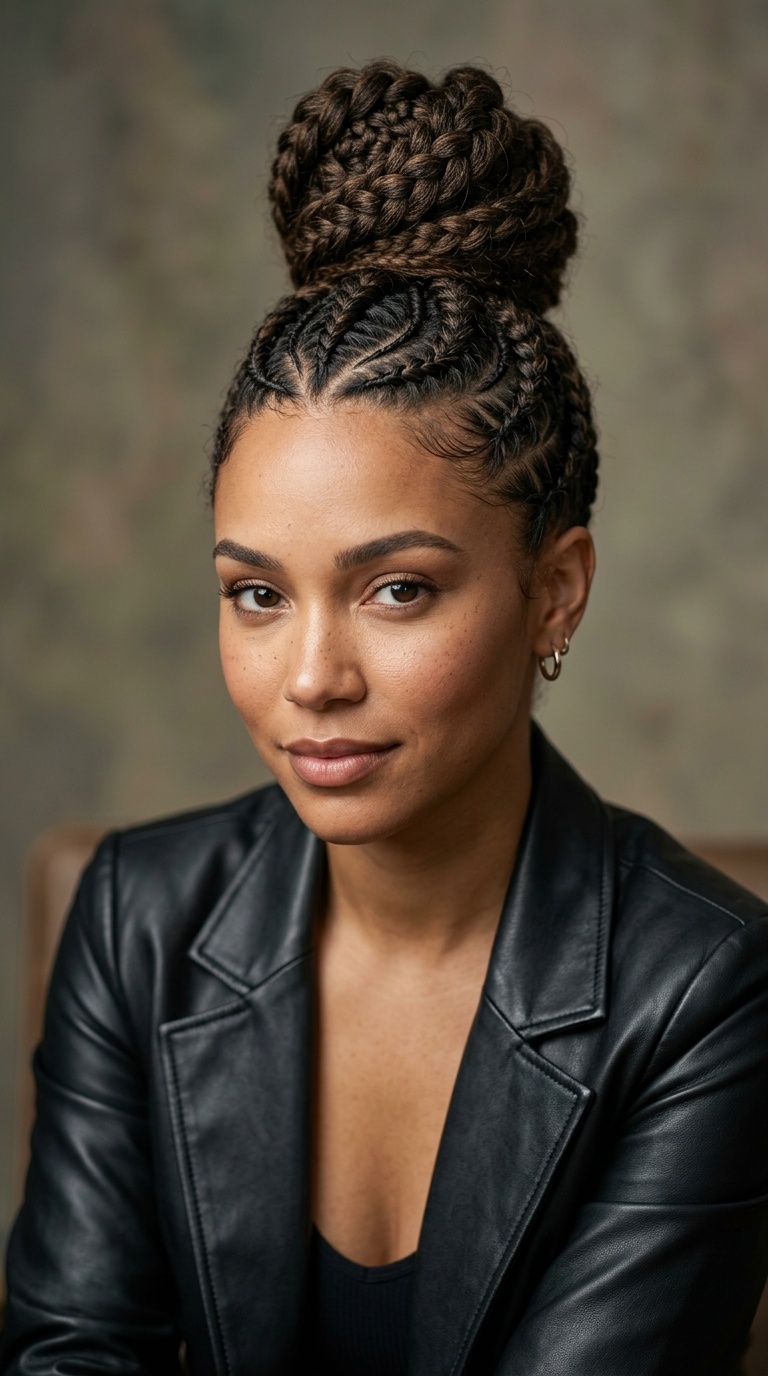 Braided Mohawk with High Bun