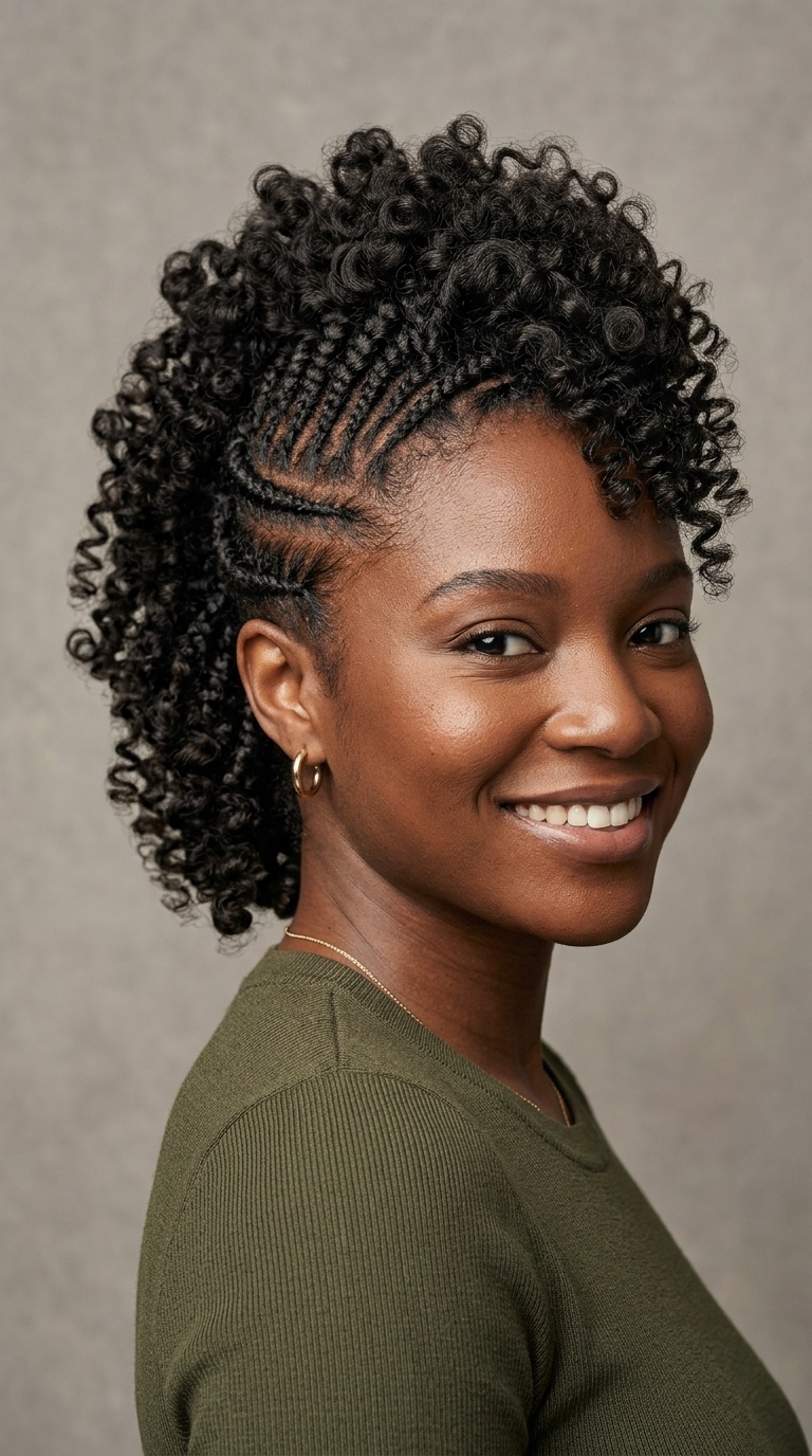 Braided Mohawk with Loose Ringlets