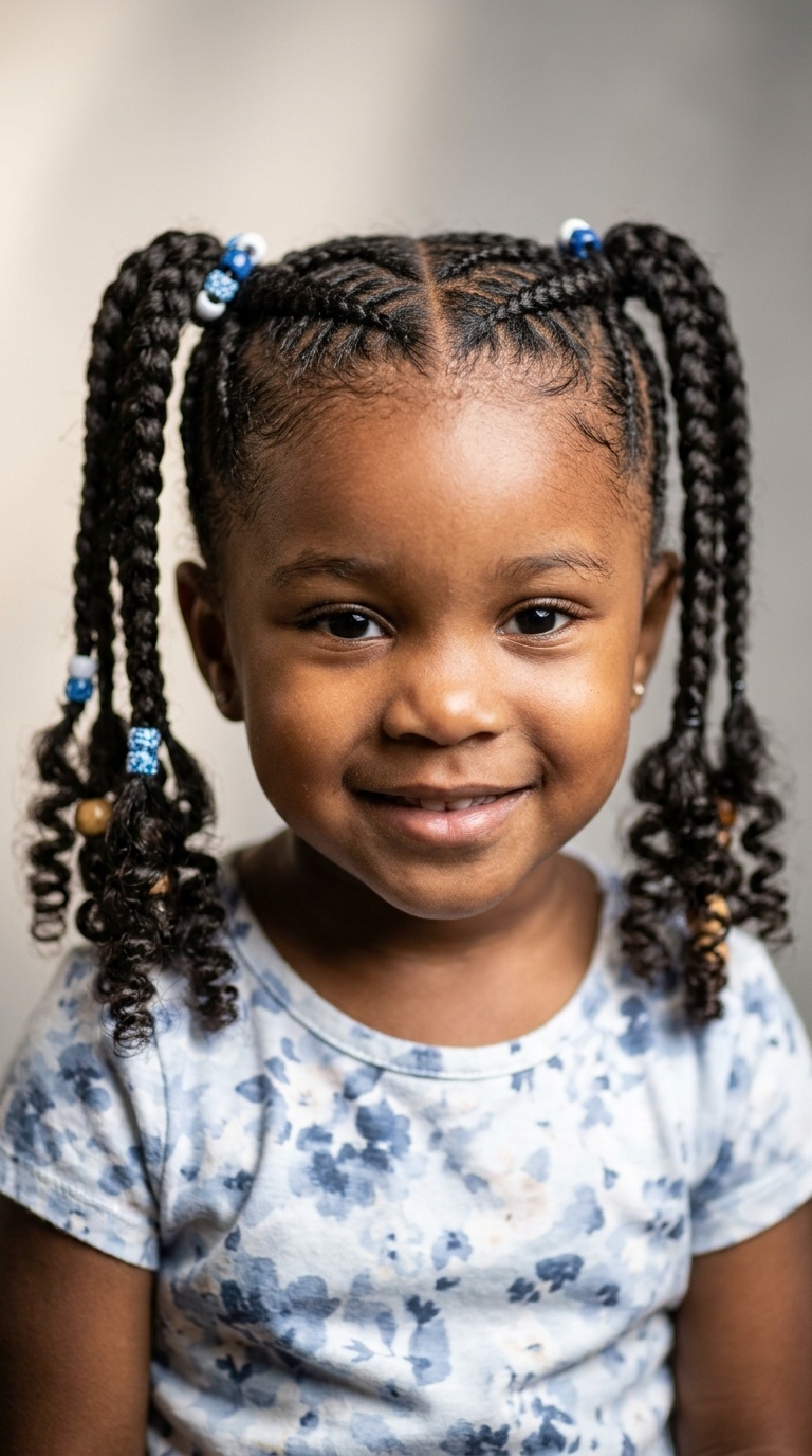 Braided Pigtails with Curly Ends