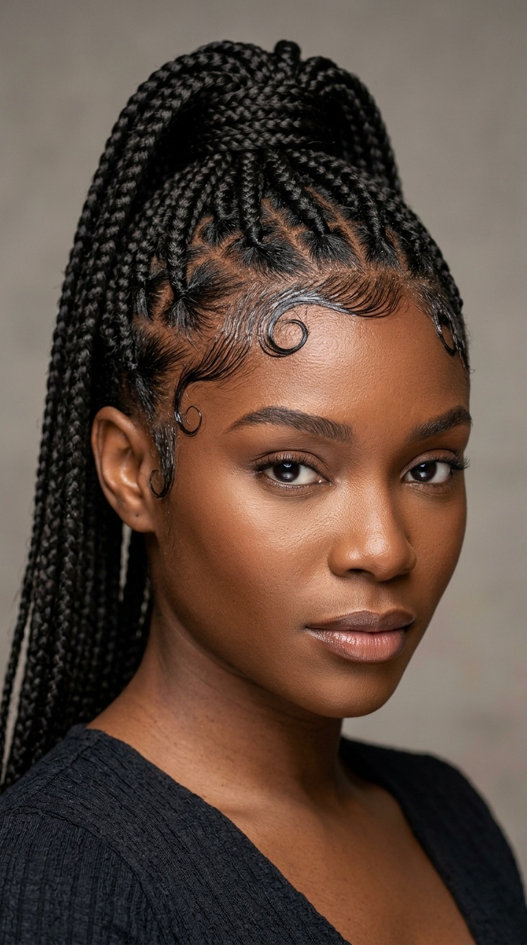 Braided Ponytail with Baby Hair Swoop