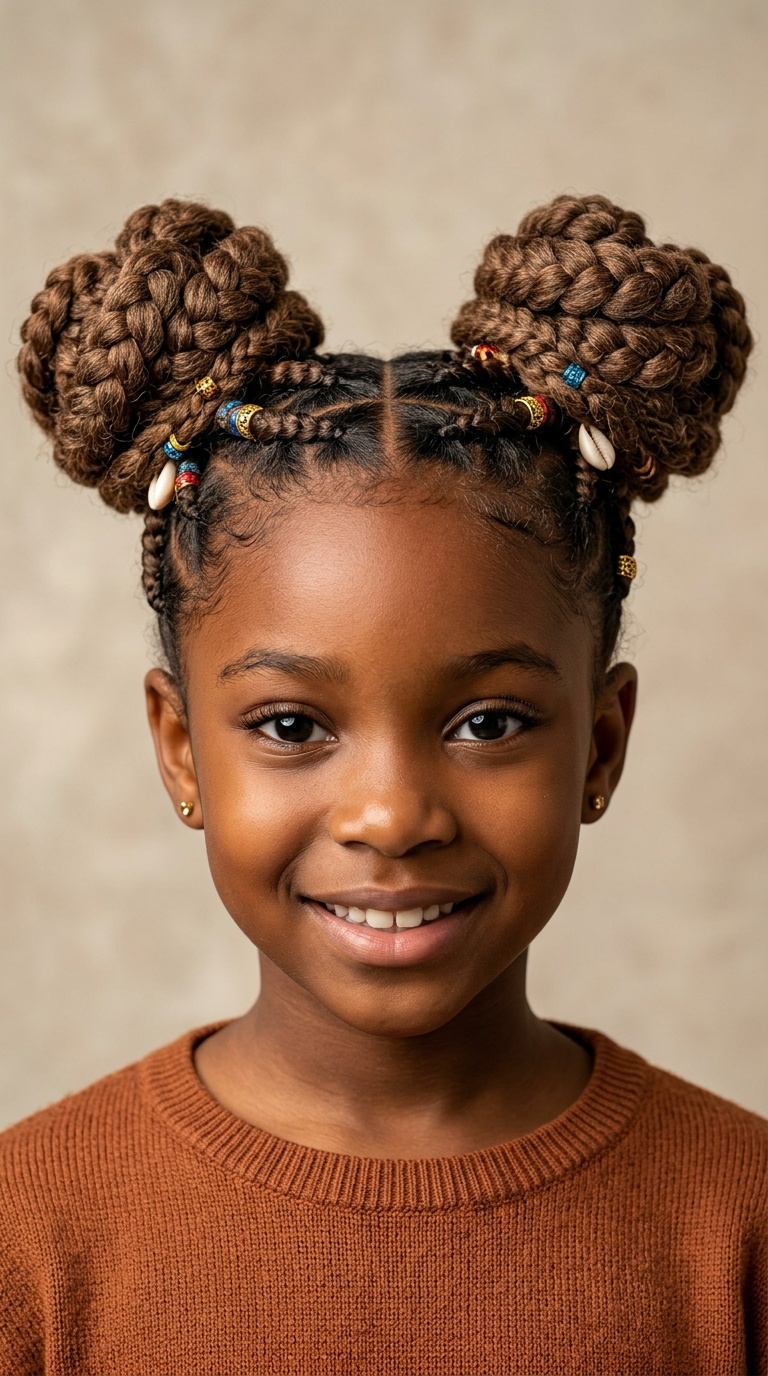 Braided Space-Buns with Wool Texture