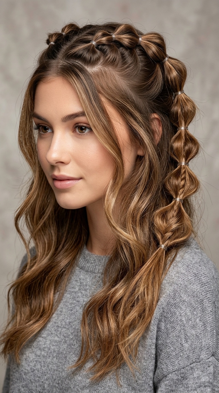 Bubble Braid Half-Up Accents