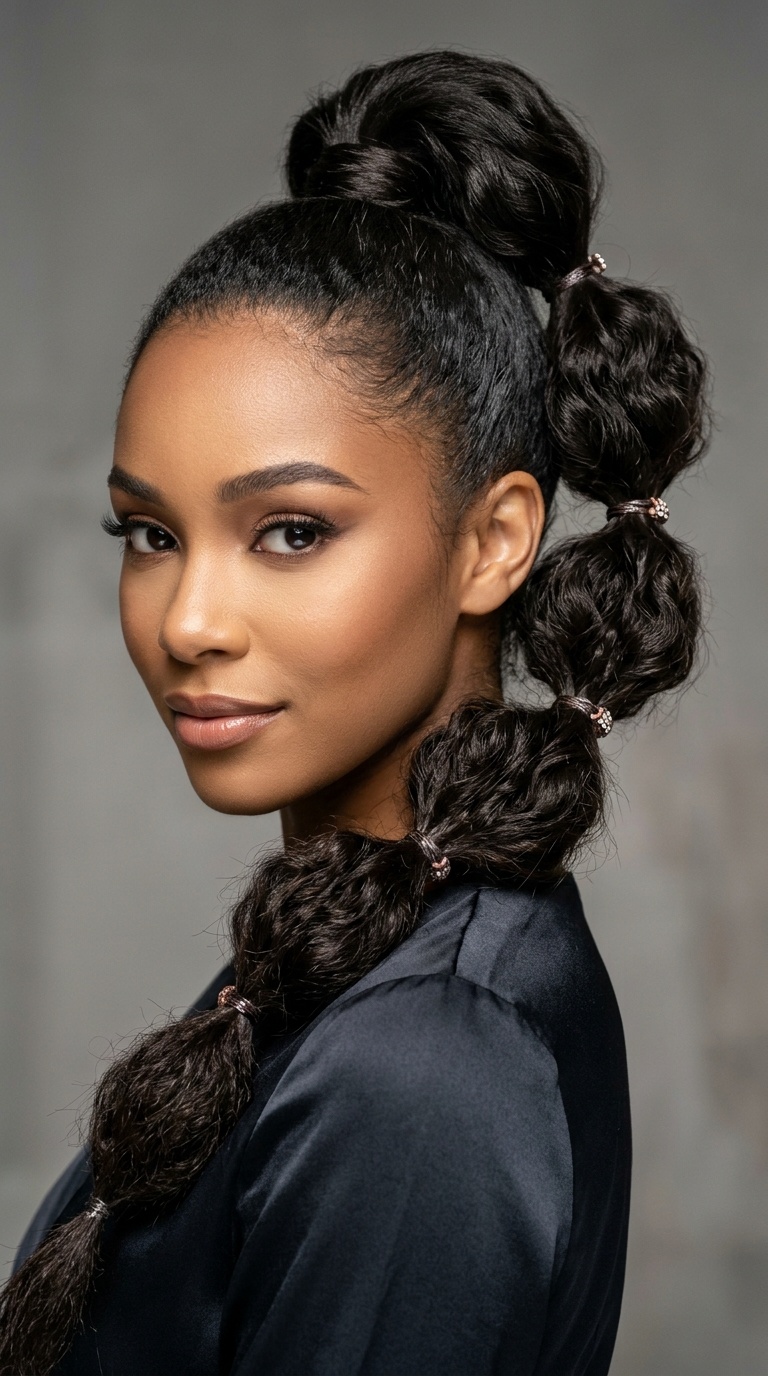 Bubble Braid Ponytail with S-Wave Texture