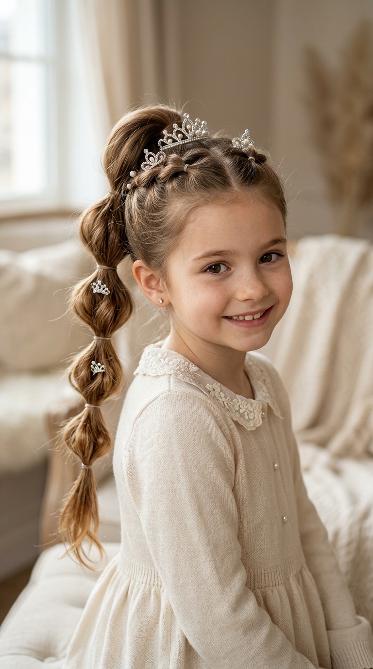 Bubble Braid Ponytail with Tiaras