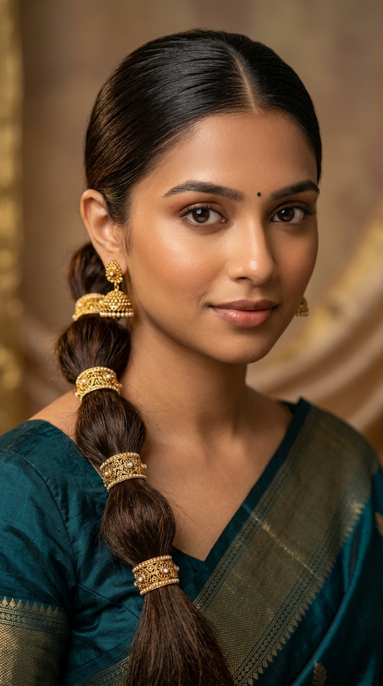 Bubble Braid with Gold Cuffs