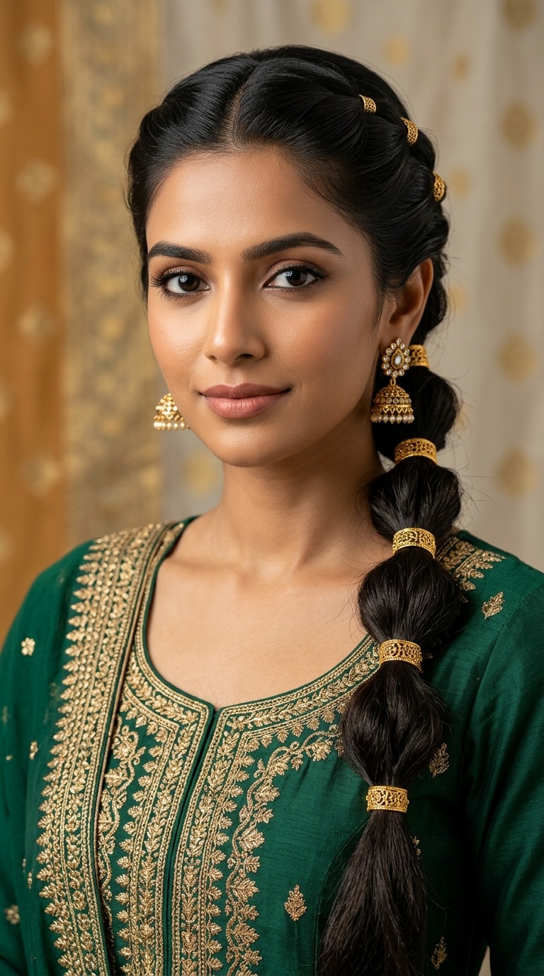 Bubble Braid with Gold Cuffs