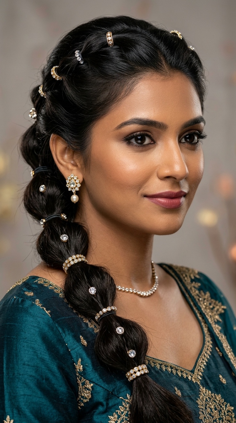 Bubble Braid with Jeweled Rings