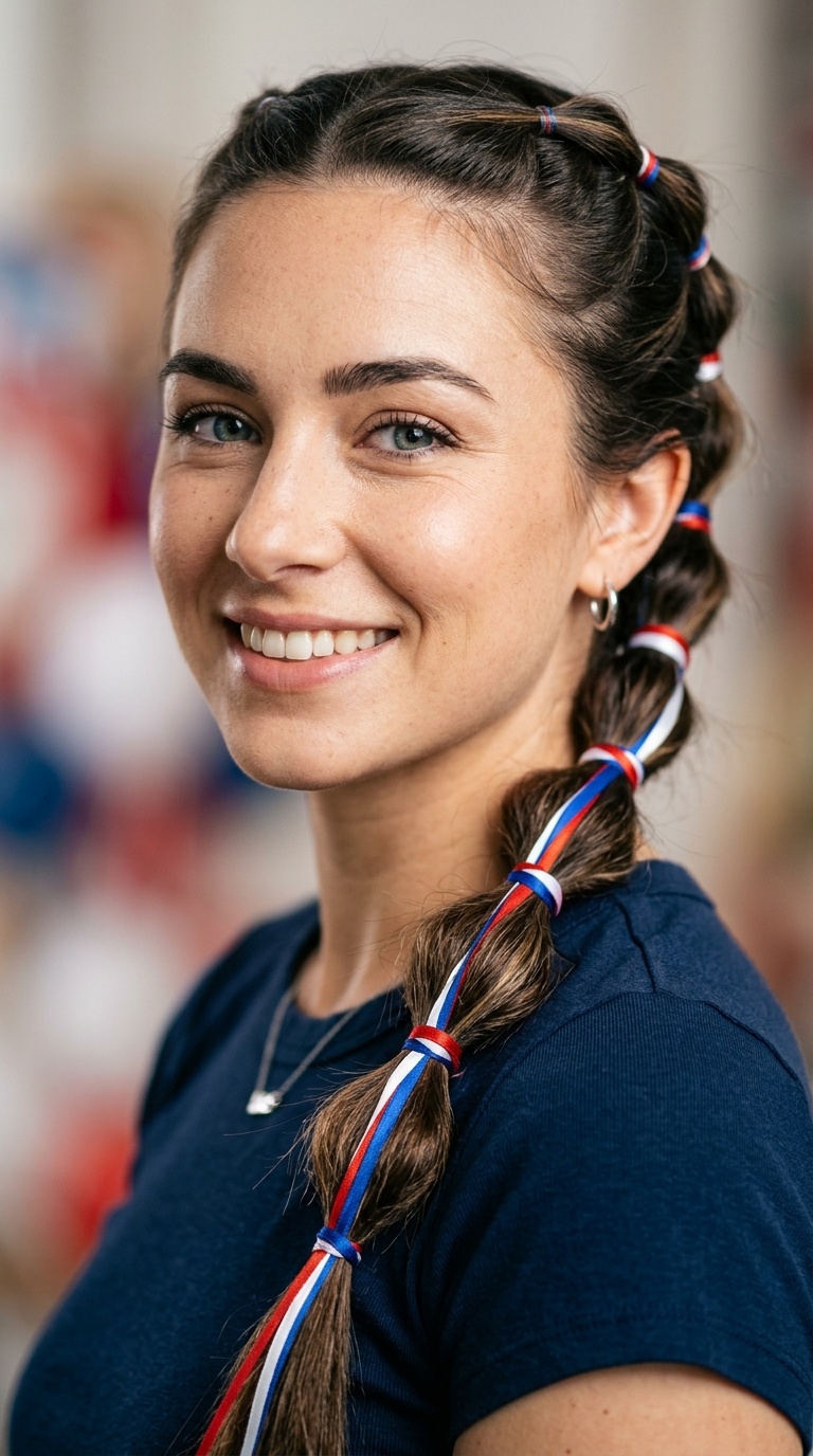 Bubble Braid with Patriotic Color Blocking