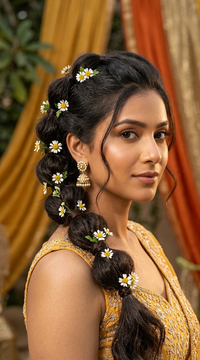 Bubble Braid with Tiny Daisies