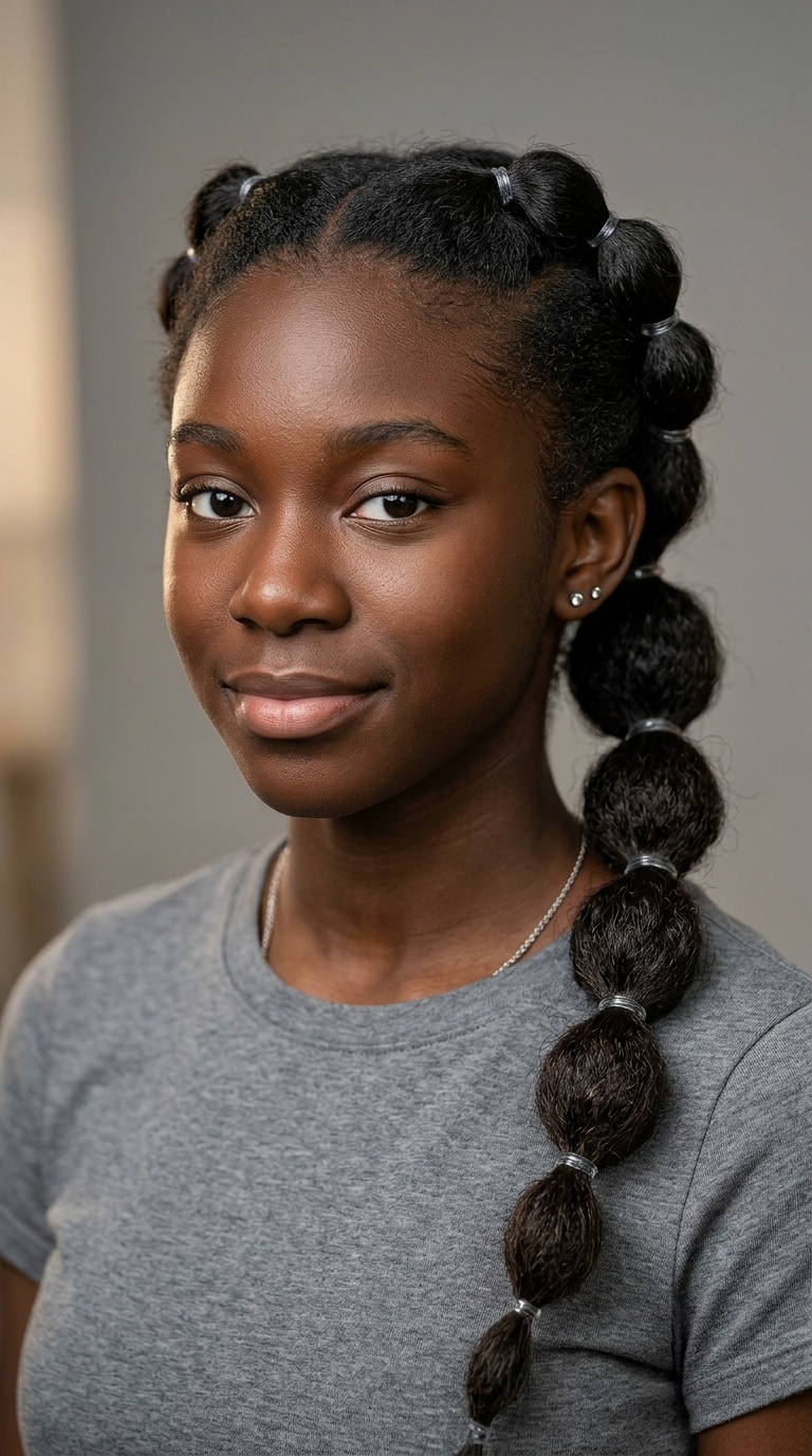 Bubble Braids on a Low Ponytail