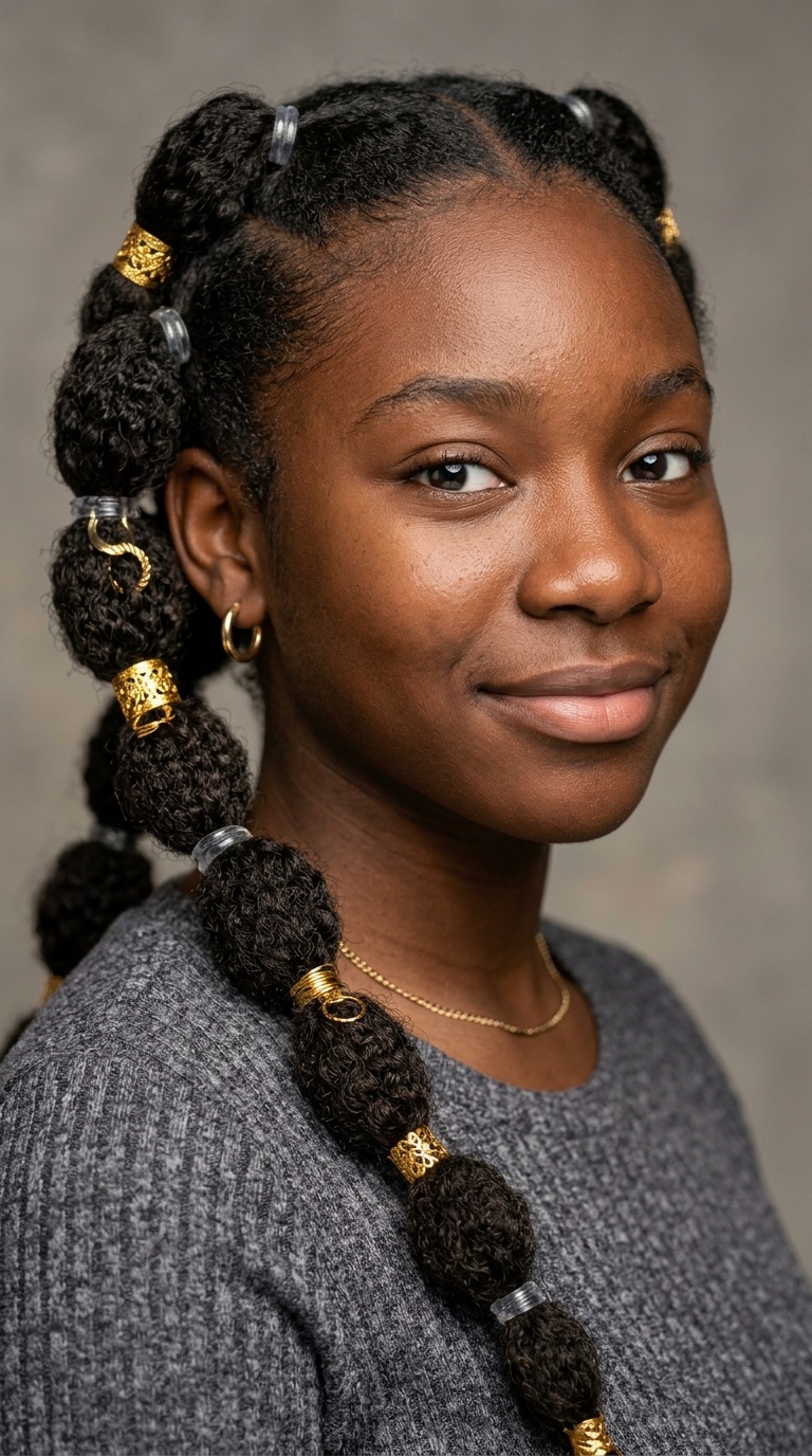 Bubble Braids with Gold Cuffs