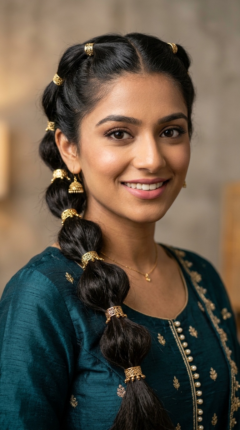Bubble Braids with Gold Cuffs