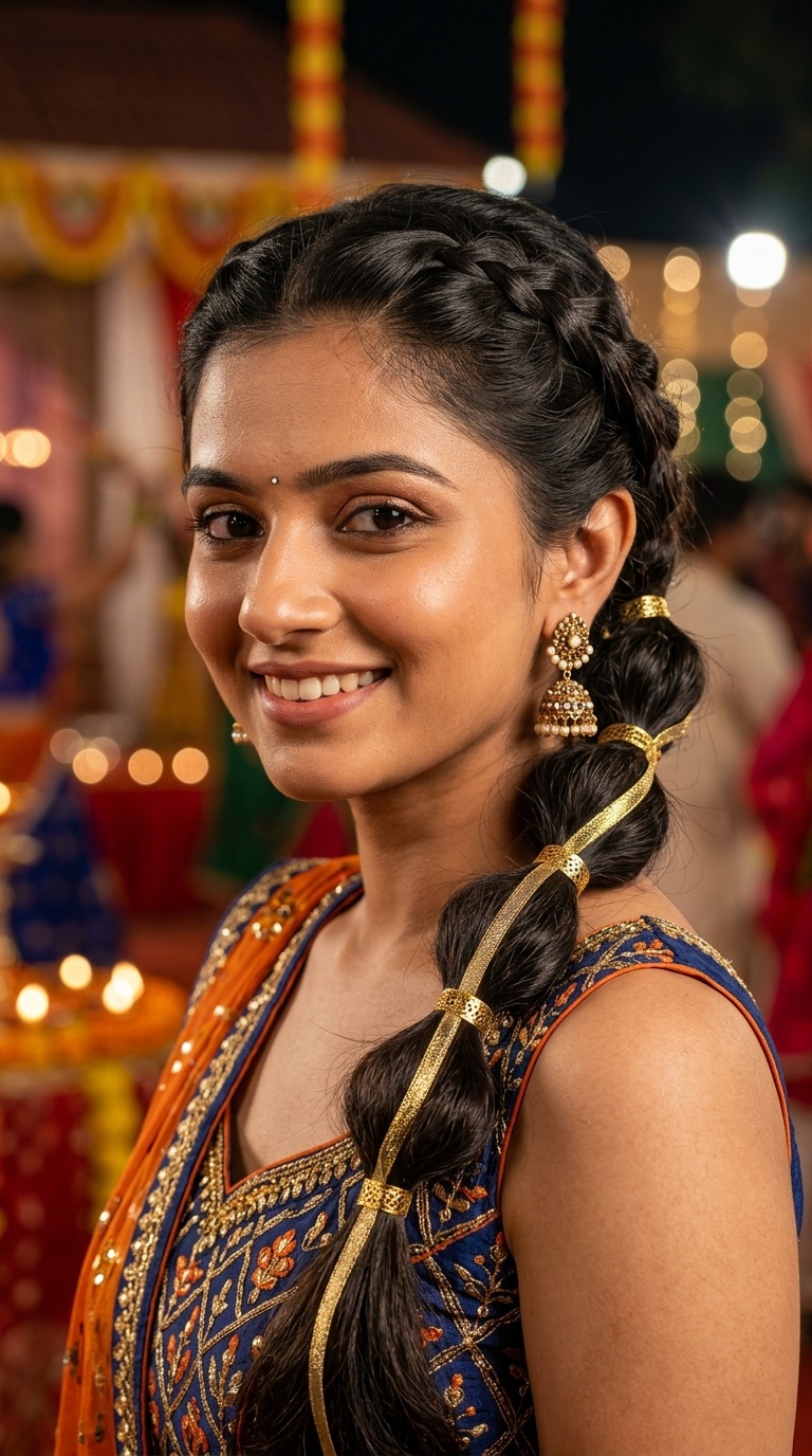Bubble Braids with Golden Ribbons