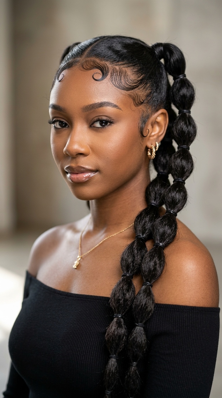 Bubble Braids with Laid Baby Hairs