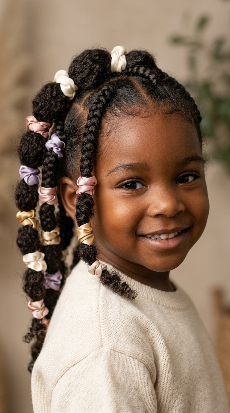 Bubble Braids with Silk Ties